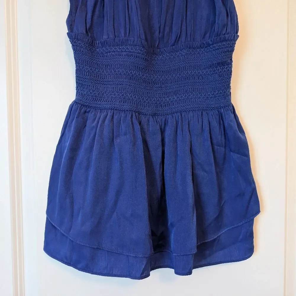Chelsea & Violet Girls Size M Royal Blue Tie Shoulder Smock Waist Satin Romper